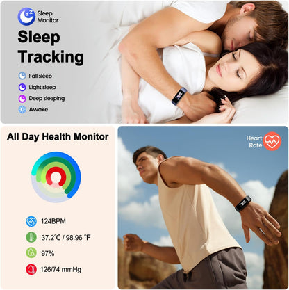 Fitness Tracker with Step/Distance/Calories Counter, Activity Tracker with Heart Rate Monitor, Slim Style Watch IP68 Waterproof, Sleep Monitor Tracker, Pedometer Watch for Women Men
