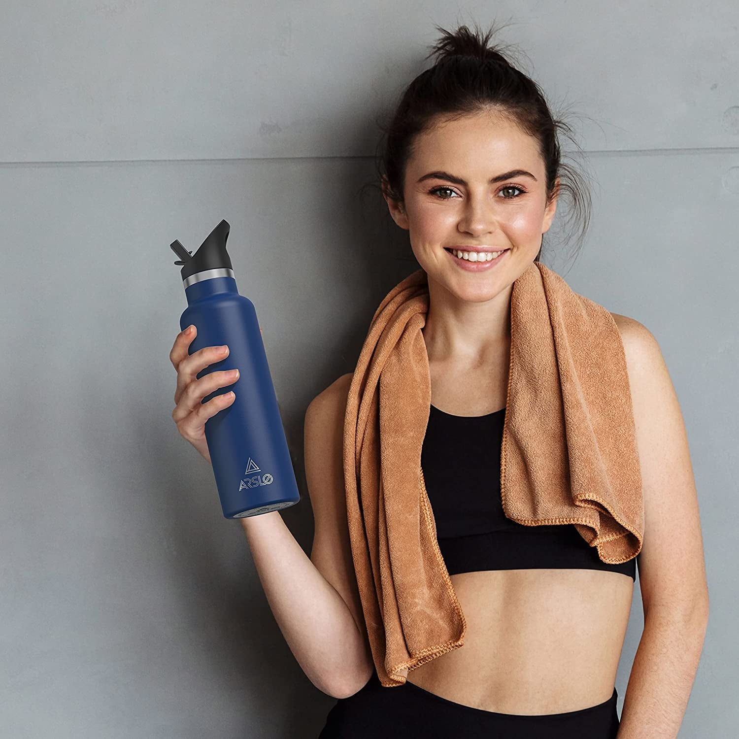 Stainless Steel Double Wall Water Bottles, Vacuum Insulated Bottle with Straw Lid, Insulated Water Bottle Keeps Water Cold for 24 Hours, Hot for 12 Hours, Hiking, Sports